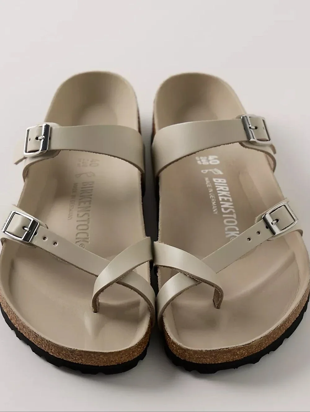 NWT Birkenstock Mayari Cream Double-Buckle Cross-Strap Sandals Oyster Msrp $145